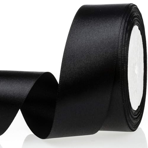 4cm Schwarz Satinband, Satin Dekoband Präsent Geschenkband Breit Ribbon für Kleid Hochzeit, Taufe und Geburtstag Geschenke,Satin Dekoband, Deko Band Geschenkverpackung, 22.8M… von Lunpog