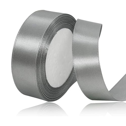 4cm Silber Satinband, Satin Dekoband Präsent Geschenkband Breit Ribbon für Kleid Hochzeit, Taufe und Geburtstag Geschenke,Satin Dekoband, Deko Band Geschenkverpackung, 22.8M… von Lunpog