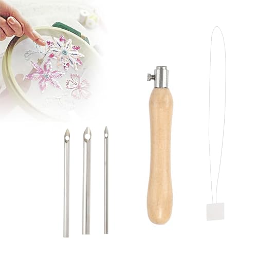 5 Stück Stickerei Starter Kit, Punch Needle Kit Einstellbare Stanznadel Werkzeug Stickstift Stanznadel Tuch Stanznadel Set für Stickgarn Kreuzstich Anfänger für Wolle Vliesstoffe Garnfilzmaterialien von Lunpog