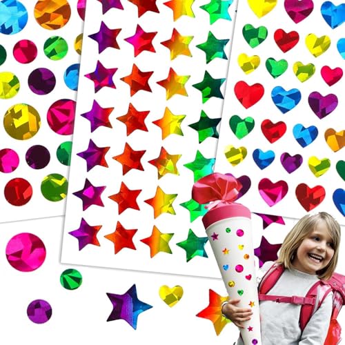 Glitzer Aufkleber, für Kinder Herz Sterne Rund Selbstklebend Sticker für Valentinstag Ostern Hochzeit Gästebuch Geschenkbeutel DIY Handwerk Scrapbooking Umschlagsiegel Dekoration(3420 Stück) von Lunpog