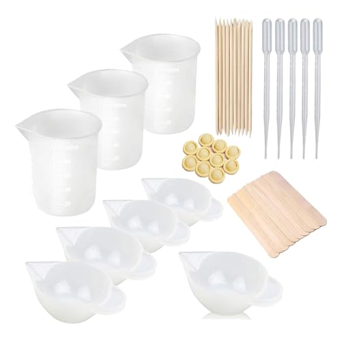 Silikon Messbecher Set für Epoxidharz, 100 ml Mischbecher, Wiederverwendbare Silikon Messbecher Set,Epoxidharz Mischbecher,Silikon-Messbecher,für DIY,Basteln,Labor,Küche von Lunpog