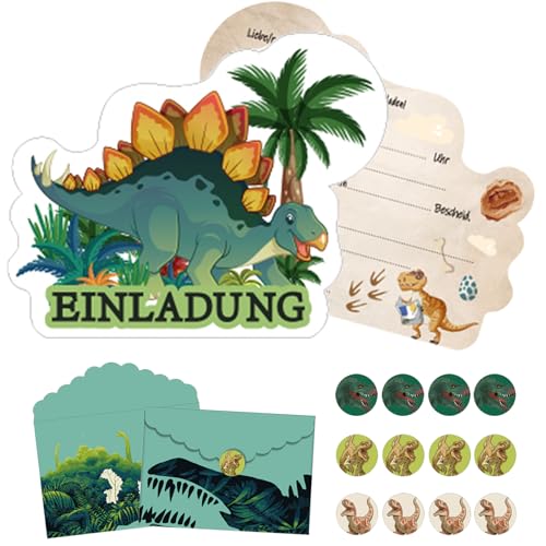 Lunriwis 12 x Kindergeburtstag Party Dino Einladungskarten Kindergeburtstag Dinosaurier Einladungskarten Jungen Dinosaurier Themen Party Einladungskarten Kindergeburtstag Jungen Partyeinladungen von Lunriwis