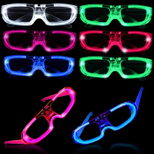 Lunriwis 8 Stück Neon LED Lichter Party Glow Gläser, Karneval Glow Party Gläser, 5 Neon Farben 3 Glow Modi Party Karneval Zubehör, Kinder Geburtstag Weihnachten Halloween Party Favours von Lunriwis