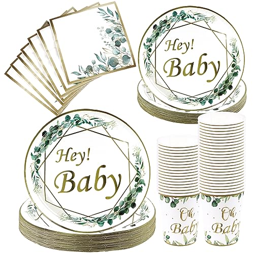 Lunriwis 80 Stück BabyShower Geschirr, Baby Shower Pappgeschirr Set, Baby Shower Party Pappteller Becher Servietten für Kindergeburtstag, Hochzeit, Babyshower, für 20 Gäste von Lunriwis