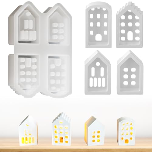 Lunriwis Silikonformen Gießformen Häuser, 3d Silikonhaus Form Weihnachten Mini Silikonform Haus Gipsform Weihnachten Mini Silikonform Gussform Weihnachten Haus von Lunriwis