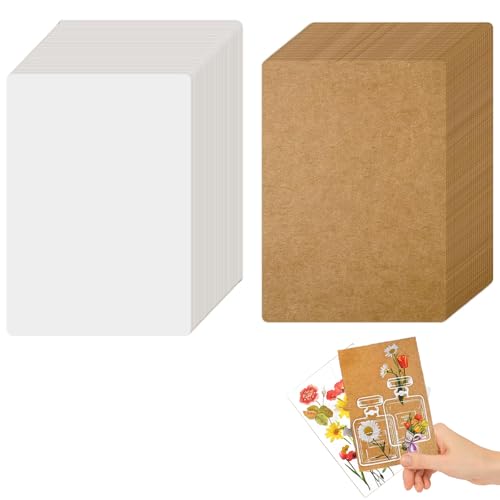 Blanko Karten postkarten, 100 Stück A6 Kraftpapier 14.3 x 9.3 cm Karteikarten Papier Karten, Kraftpapier Karten zum Gestalten für DIY Grußkarten Einladungen Hochzeitskarten von Lunyloer