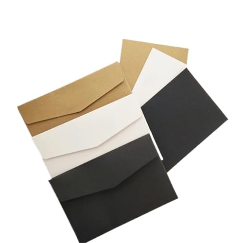 LuoAXINN Einladungskarten 10 Stück/20 Stück Kraftpapier-Grußkarte mit Umschlag, Briefpapier-Set, Party-Hochzeitseinladungskarten, DIY, weiß, schwarz, Postkarte(Kraft paper set,10pcs) von LuoAXINN