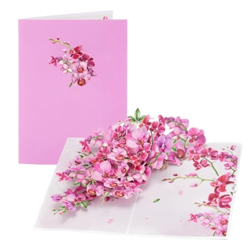 LuoAXINN Einladungskarten Schmetterling Blumen Grußkarte mit Umschlag Florale Postkarte Blumige Geburtstagskarten Valentinstag Geschenke Muttertag Geschenke(Orchid Flower) von LuoAXINN