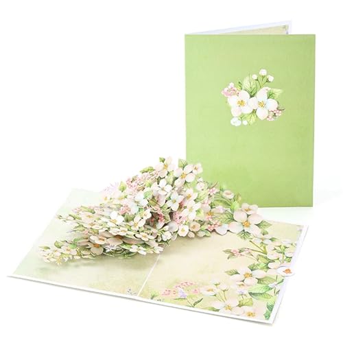 LuoAXINN Einladungskarten Schmetterling Blumen Grußkarte mit Umschlag Florale Postkarte Blumige Geburtstagskarten Valentinstag Geschenke Muttertag Geschenke(Pear Blossom) von LuoAXINN