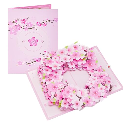 LuoAXINN Einladungskarten Schmetterling Blumen Grußkarte mit Umschlag Florale Postkarte Blumige Geburtstagskarten Valentinstag Geschenke Muttertag Geschenke(Sakura Circle) von LuoAXINN