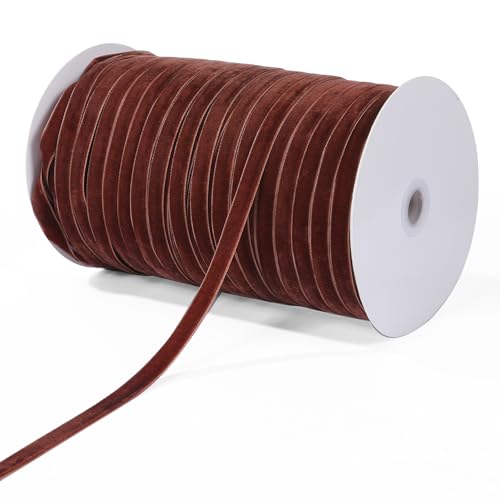 Samtband für Geschenkverpackungen, Blumenstrauß, Basteln, Haarband, Schleifen (Kaffee, 0,95 cm, 9,5 m) von LuoHanTree