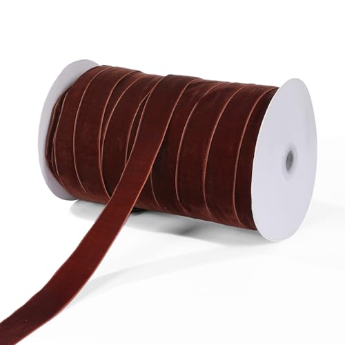 Samtband zum Verpacken von Geschenken, Blumenstrauß, Basteln, Haarband, Schleifen (Kaffee, 2,5 cm, 9,1 m) von LuoHanTree