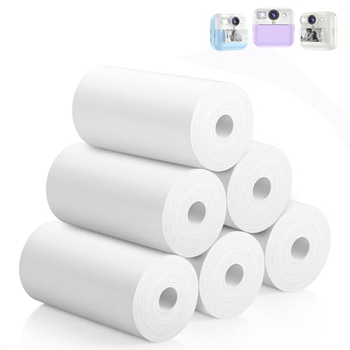 6 Rollen Kamera-Druckpapier für Kinder, 57 x 25 mm, HD-Druck, Thermodruckpapier, Nachfüllpackung für die meisten Kinder-Sofortbildkameras von Luoba