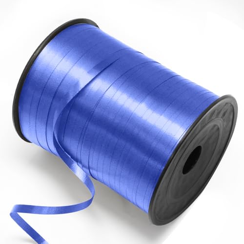 Luomorgo Blaues Ringelband, 500 Yards/1 Rolle Ballonband, dünnes Kunststoffband für Geschenkverpackungen, Ballonschnur, lockiges Band, Geburtstagsparty-Dekorationen (5 mm breit) von Luomorgo