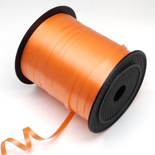 Luomorgo Orangefarbenes Ringelband, 457 m/1 Rolle Ballonband, dünnes Kunststoffband für Geschenkverpackungen, Ballonschnur, lockiges Band, Geburtstagsparty-Dekorationen (5 mm breit) von Luomorgo