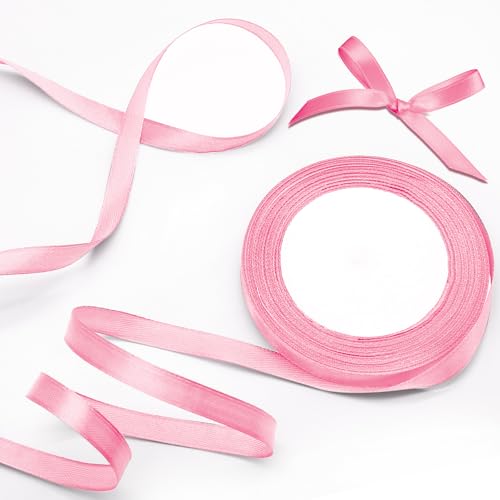 Luomorgo Satinband, 0,9 cm, 22,7 m, rosa Satinband, Stoffband für Geschenkverpackungen, Handwerk, Hochzeit, Geburtstag, Party-Dekorationen von Luomorgo