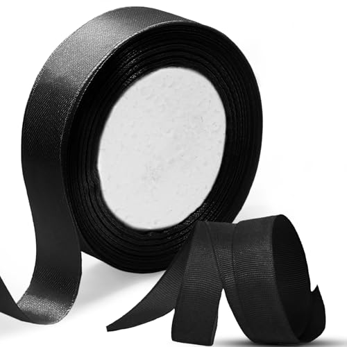 Luomorgo Satinband, 22,7 cm, schwarzes Satinband, Stoffband für Geschenkverpackungen, Handwerk, Hochzeit, Geburtstag, Party-Dekorationen von Luomorgo