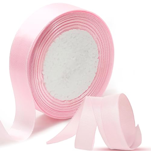 Luomorgo Satinband, 22,7 cm (7/8 Zoll), 22,7 m, rosa Satinband, Stoffband für Geschenkverpackungen, Handwerk, Hochzeit, Geburtstag, Party-Dekorationen von Luomorgo