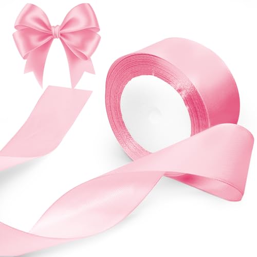 Luomorgo Satinband, 3,8 cm (1 1/2 Zoll), 22,7 m, rosa Satinband, Stoffband für Geschenkverpackungen, Handwerk, Hochzeit, Geburtstag, Party-Dekorationen von Luomorgo