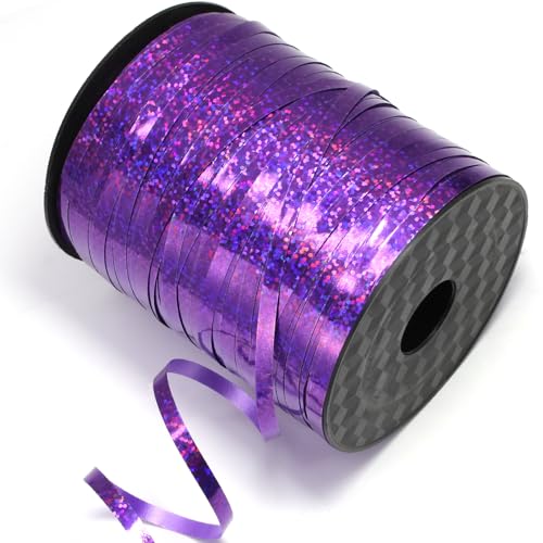 Luomorgo Violettes Ringelband, Glitzerband, 457 m/1 Rolle, metallisches Ballonband, Kunststoffband für Geschenkverpackungen, Ballonschnur, lockiges Band, Geburtstagsparty-Dekorationen (5 mm breit) von Luomorgo