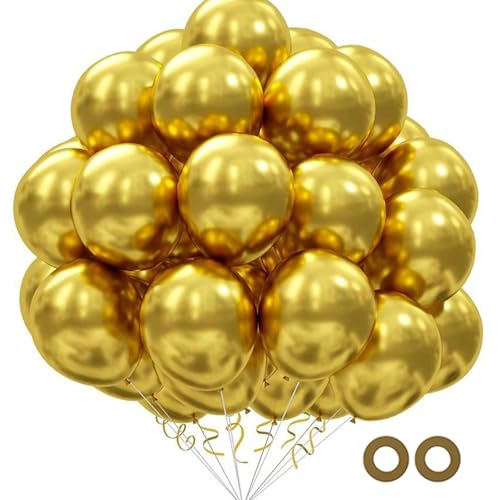 Luoqun88 Party Luftballons Gold Luftballons 50 Stück 12 Zoll Metallic Gold Ballons Starke Ballons aus dickem Latex für Babyparty Dekorationen, Geburtstag Party Ballons Hochzeitsfeiern von Luoqun88