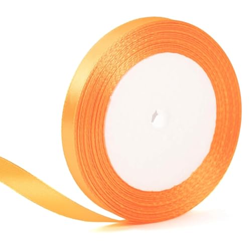 Luoqun88 Satinband, Orange, 10 mm Geschenkpapier, 22 m Bänder für Geschenkverpackungen, funkelndes Stoffband zum Basteln, Kuchendekoration, Hochzeitsfeier, Urlaubsverpackung von Luoqun88