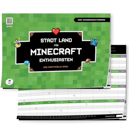 Stadt Land für Minecraft Enthusiasten | Stadt Land Fluss Spielblock mit 52 Kategorien als perfektes Minecraft Geschenk | Minecraft Spiel | Minecraft Geschenke für Jungs | Stadt Land Fluss Kinder von Luprion