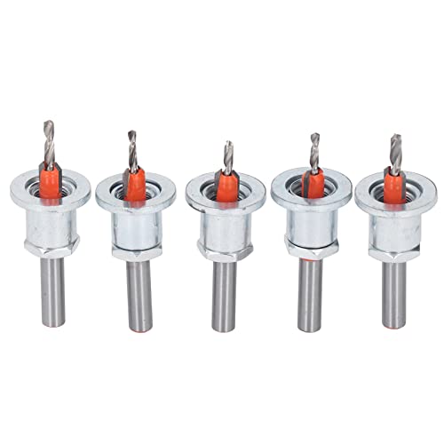 Holzbearbeitung Countersink Set, 5pcs Countersink -Bohrer -Bit -Set, Holzbearbeitungswerkzeuge, Einstellbare Ersatzkombination mit Häuse für Holzmetall -Elektrowerkzeug von Luqeeg