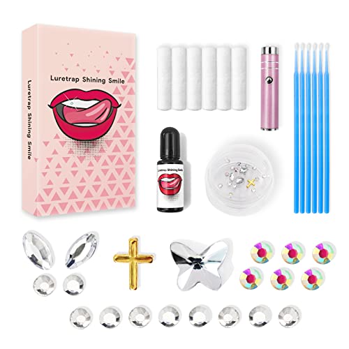 Luretrap Shining Smile DIY Tooth Gem Kit Zahnschmuck Set mit Kleber und LED licht, 24 Stück Kristallschmuck Starter-Kit von Luretrap