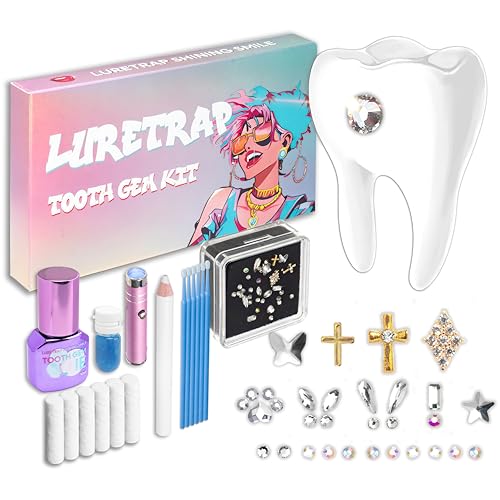 Luretrap Shining Smile DIY Tooth Gem Kit Zahnschmuck Set mit Kleber und LED licht, 30 Stück Kristallschmuck Starter-Kit von Luretrap