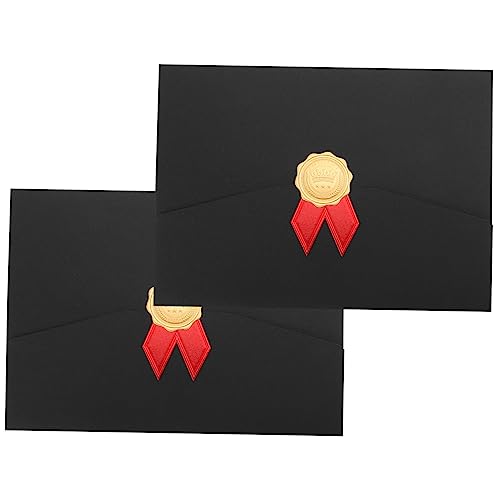 1 Satz Diplom-cover Dokumentenmappe Mappen Paket Aufkleber Mit Goldenen Siegeln Briefumschläge Schutzhülle Für Papierzertifikate Inhaber Eines Papierdiploms Papierstau Black 2st Lurrose von Lurrose