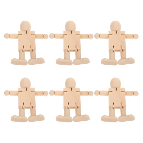 1 Satz Holzroboterpuppe Unfertige Holzfigur Holzmenschen Formen Figuren Roboterpuppen Aus Holz Stiftpuppe Malen Holz Puppe Figur Mit Holzpflockkörpern Roboterfigur Beige 6st Lurrose von Lurrose