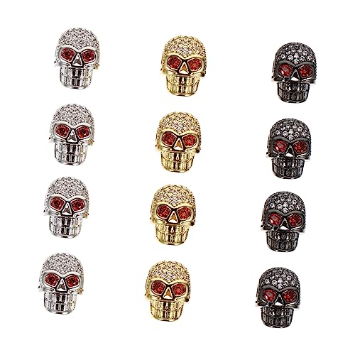 1 Satz Totenkopfperlen Abstandshalterperlen Für Den Deckel Des Halsbands Vintage Schmuck Medaillon Wolframringe Für Männer Tierperlen Set Abstandshalter Charms 12 Stück Lurrose von Lurrose