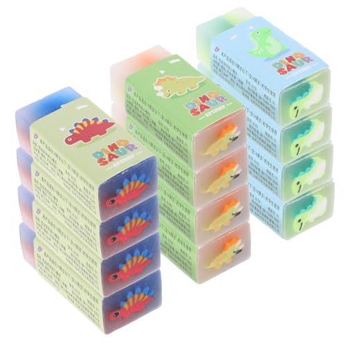 12St Dinosaurier Radiergummi Schule Radiergummis süßes stationäres briefpapier erasers for Cartoon-Dinosaurier entworfene Radiergummis tragbare Radiergummis PVC Lurrose von Lurrose