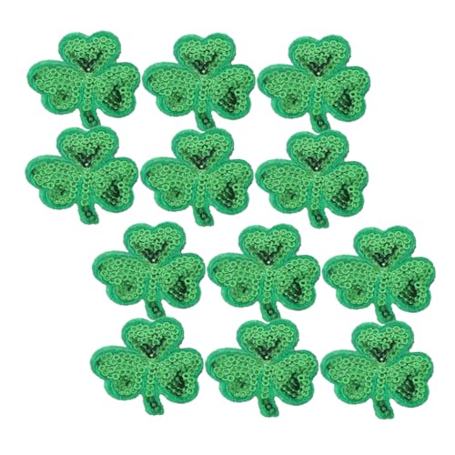 12st Kleeblatt-klebeband Reparaturflicken Für Kleidung Gestickte Aufnäher St. Patricks Day Patches Stickereiapplikationen Zarte Fellflecken Kleeblatt-patches Polyesterfaden Green Lurrose von Lurrose