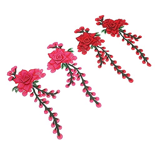 2 Sätze Patch Blumenaufkleber Wandaufkleber Bestickter Spitzenstoff Individuelle Deko Kits Paillettenapplikation Paillettendekorationen Stoffaufkleber 4 Stück * 2 Lurrose von Lurrose