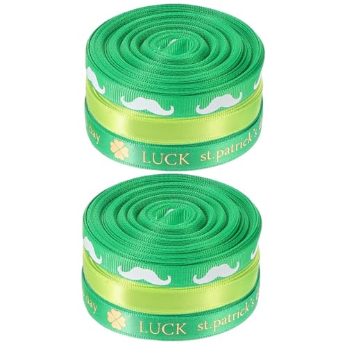 2 Sätze Verpackungsband Geschenkband Zum St. Patricks Day Weißes Band Autoband Grünes Kleeblattband St. Patricks Day Kleid St Patricks Day Hut Grünes Band Polyester 3 Rollen * 2 Lurrose von Lurrose