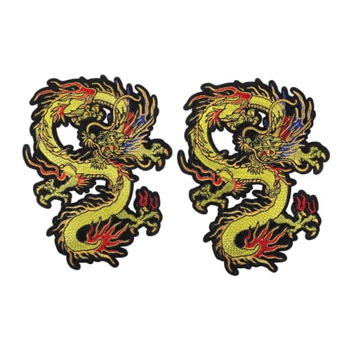 2 Stück Drachen Stickerei Patch Stickerei Applikationen Zum Aufbügeln Kleine Kleidungsflicken Kleidungsdekore Verschleißfeste Flicken Dekorative Flicken Für Kleidungsstücke Lurrose von Lurrose