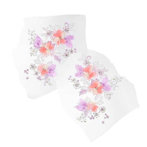 2St Accessoires für Hochzeitskleider gestickte Blumenapplikation 3D-Stickerei-Spitzenapplikation das schic wohnungseinrichtung unikal DIY-Nähflicken Blumen-Design-Patches Polyester Lurrose von Lurrose