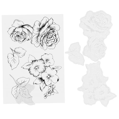 Lurrose 1 Blatt Handbuch-Stempel mit Blumen und Blättern Sammelalbum Zeitschriftenaufkleber scrapbooking-stempel scrapbook stempel tagebuch DIY briefmarken Blumenstempel zum Selbermachen von Lurrose