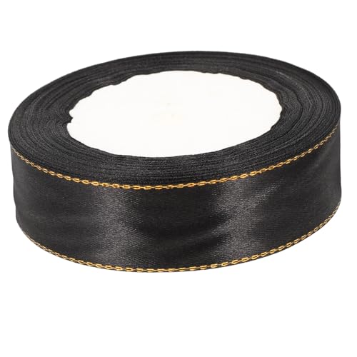 Lurrose 1 Goldband seidenband ribbon stitsch Geschenkidee Geschenkbandrolle Sackleinenband exquisite Bänder Juteband Neuheit Geschenkband exquisites Geschenkband Polyester Black von Lurrose