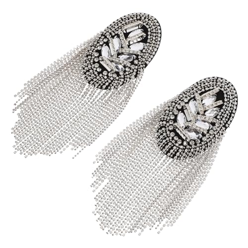 Lurrose 1 Paar Fransen Epaulette Anzug Accessoires Männer Quaste Schultermarke Schulterschmuck Top mit Strassfransen Ansteckblume Jacke mit Strass Bote Schulterbrett Schulterklappen Silver von Lurrose