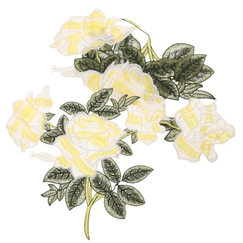 Lurrose 1 Paar Stickerei-Reparatur-Stickerei blumenmuster Kleidungsflicken Stoffflicken für Kleidung Applikationen Hutflecken Blumenbeete Reparaturflicken für Kleidung Polyester Yellow von Lurrose