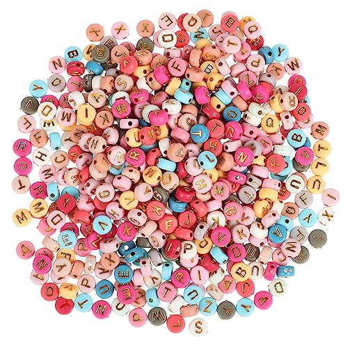 Lurrose 1 Packung bunte Buchstabenperlen Bausatz Edelstein Reize Makramee Buchstabenperlen einkreisen schmuck personalisiert alphabet beads Acryl-Alphabet-Perlen Buchstabe Acrylperle von Lurrose