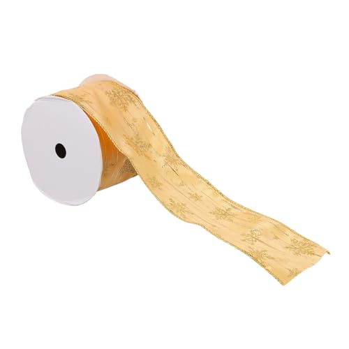 Lurrose 1 Rolle 6cm Weihnachtsband Sackleinenband Weihnachtsband Verdrahtet Rosa Bänder Zum Basteln Wickelband Salbeiband Auto Kuchendekorationen Grünes Band Minze Polyester Golden von Lurrose