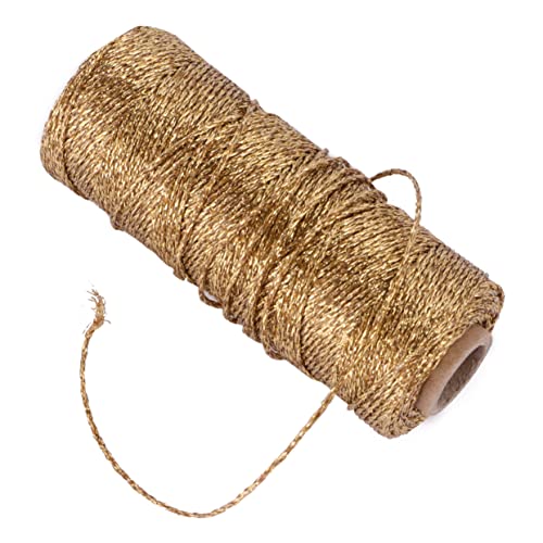 Lurrose 1 Rolle Baumwollseil Bungee-Seile mit Haken verdrehte Schnur Draht Netz Jute bastelmaterial bastel materialien Partydekoration Baumwollfaden schickes DIY-Bastelseil Stoff Golden von Lurrose