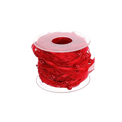 Lurrose 1 Rolle Dekoratives Perlenband Party Schleife Strauß Lametta Sackleinen Hochzeit Girlande Tanzbänder Für Fleck Bänder Zum Verpacken Braut- Quaste Fälschung Blumenband Rot von Lurrose