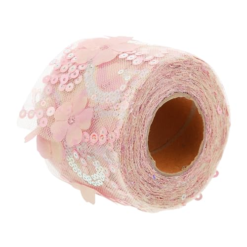 Lurrose 1 Rolle Dekoratives Tüllgewebe Dekorationen Verdrahtet Boho Rot Leinen Blau Tischdecke Spitzenstoff Im Freien Wand Kranz Schleife Funkeln Bogen Paillette Gold Anlage Polyester Rosa von Lurrose