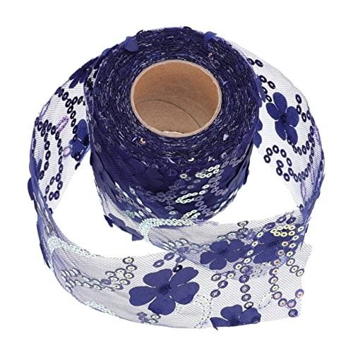 Lurrose 1 Rolle Dekoratives Tüllgewebe Paillette lautsprechergitter tuch Buntes Band Sackleinen Tischläufer Baum seidenband ribbon Band zum Nähen selber machen -Gurtband Polyester Blue von Lurrose