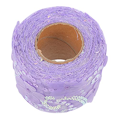 Lurrose 1 Rolle Dekoratives Tüllgewebe seidenband ribbon hochzeitsdekoration dekoratives Band sticken Gürtel farbig Töne Zahlen Grün Pailletten-Gurtband DIY Bastelband Polyester Lavender von Lurrose